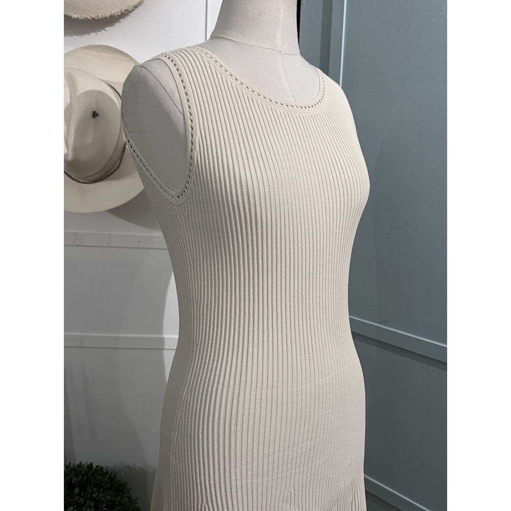 GUCCI A Line Ribbed Sweater Set Sleeveless Dress Size XS Beige - Picture 12 of 13